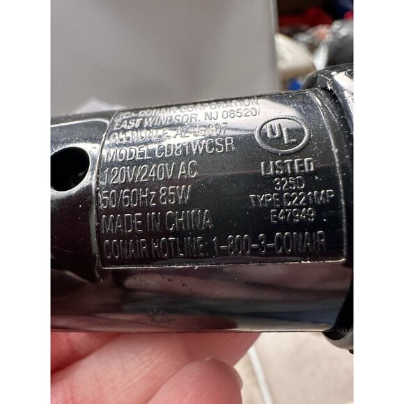 CONAIR 3/4" Instant Heat Curling Iron Chrome and Black 25 Settings Tested Works - Picture 9 of 16